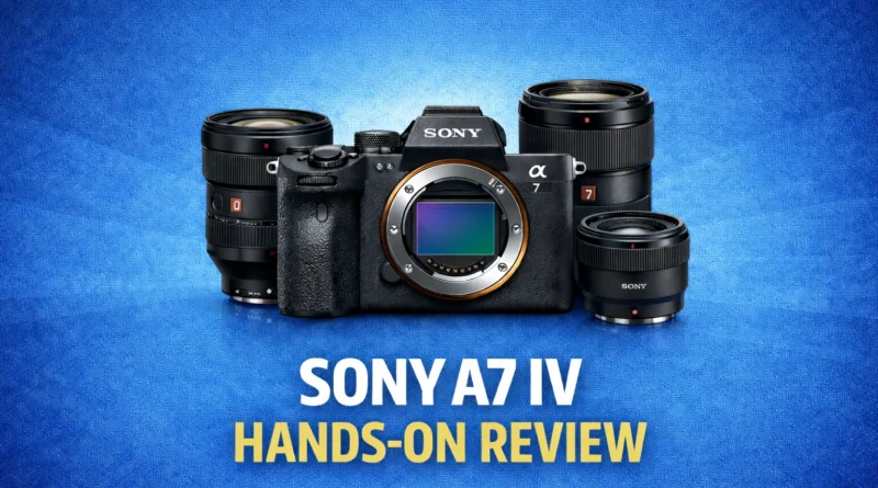 Sony A7 IV hands-on review featured image with Sony mirrorless camera and lenses – TheCameraChoice.com